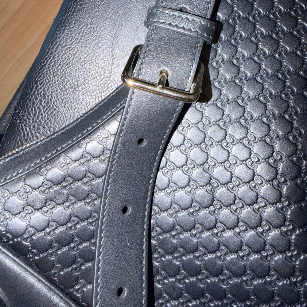 Gucci Black Embossed GG Leather Hobo Bag - Picture 9 of 12
